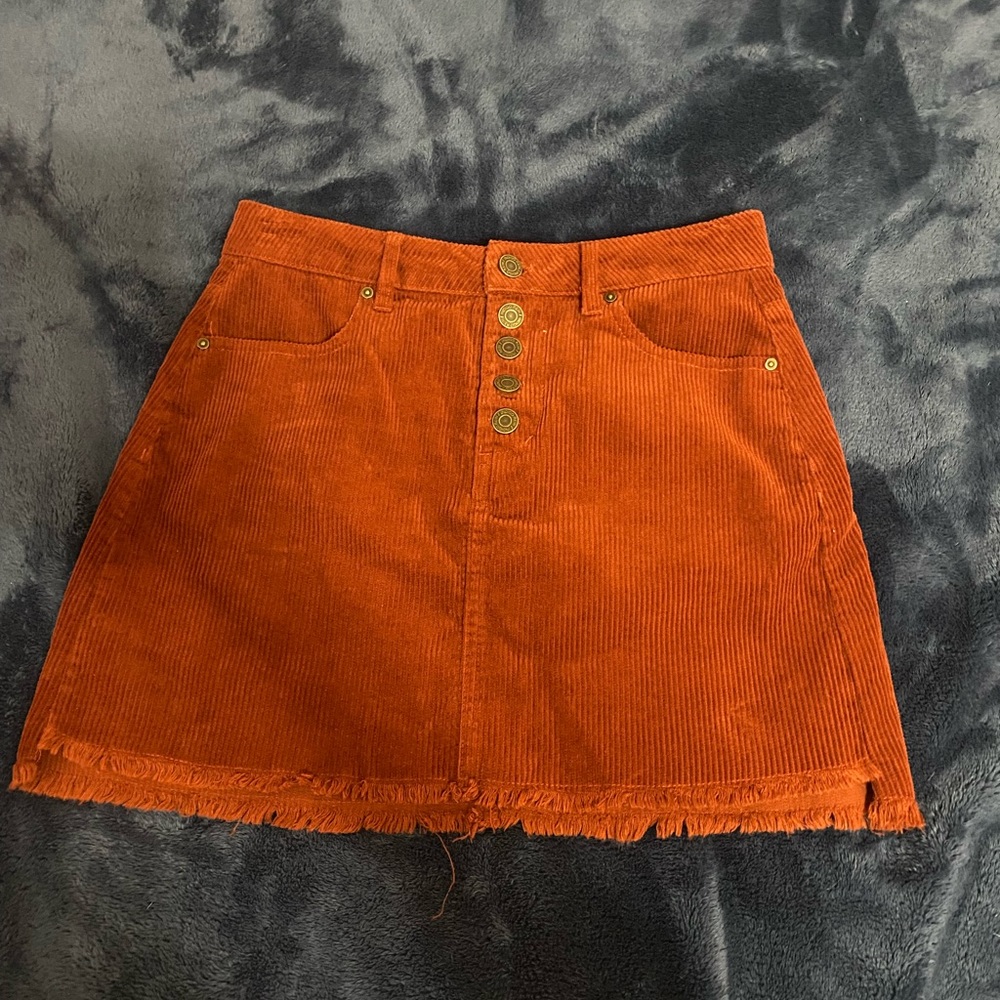 Indigo Rein orange corduroy skirt